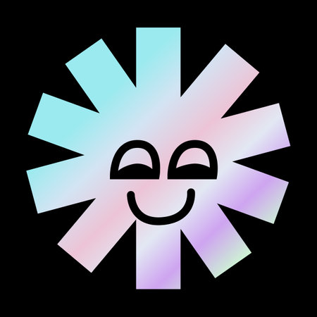 Y2k gradient element, 2000s sticker with hologram, vector futuristic style, trendy chrome shape. Abstract aesthetic retro element.のイラスト素材