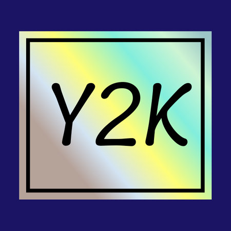 Y2k gradient element, 2000s sticker with hologram, vector futuristic style, trendy chrome shape. Abstract aesthetic retro element.のイラスト素材