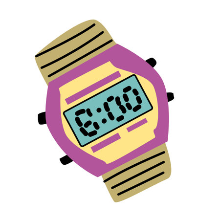 90s retro element clock or 80s, or y2k element, retro style. Can use for stickers, banner, greeting card.のイラスト素材