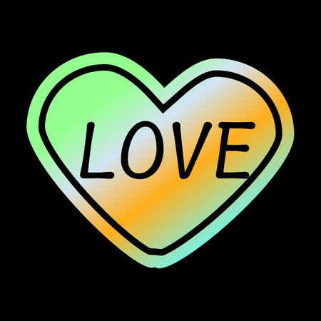 Y2k gradient element, 2000s sticker love heart with hologram, vector futuristic style, trendy chrome shape. Abstract aesthetic retro element.のイラスト素材