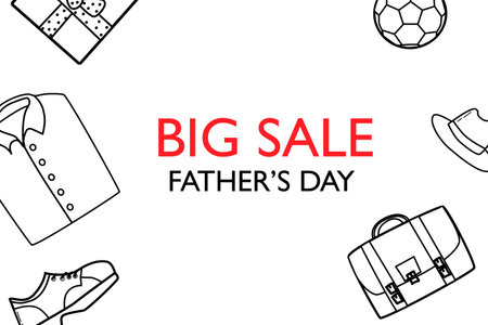 happy fathers day elements doodle design, celebration accessories banner saleのイラスト素材