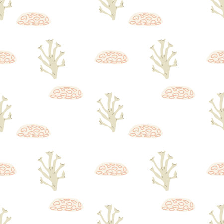 Childrens cute fashion pattern. Childish nursery seaweed seamless background. Marine life elements pattern. Nursery design. Pastel colors. Ocean plants background, seaweed print.のイラスト素材