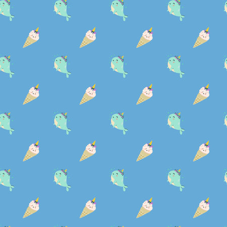Cute unicorn seamless pattern for textile. Childish magic characters background. Childrens fairy and magic pattern.のイラスト素材