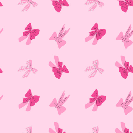 Cute bow knot seamless pattern in green or pink colors. Can used for children's fashion background.のイラスト素材