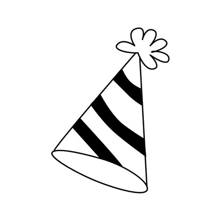 Party hat isolated doodle icon. Cute celebration headwear. Hand drawn vector illustration.のイラスト素材