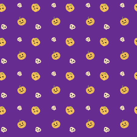 Childrens halloween pattern with cute characters. Pumkins with speech bubble. Cute childish seamless pattern.のイラスト素材