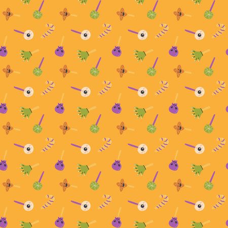 Childrens halloween pattern with cute characters. Pumkins or ghosts, pet animals in halloween costumes. Cute childish seamless pattern.のイラスト素材