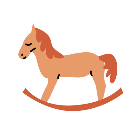 Cute xmas horse bauble or christmas vintage toy vector illustration. Flat design, hand drawn style. Xmas decoration. Happy holiday elements set.のイラスト素材