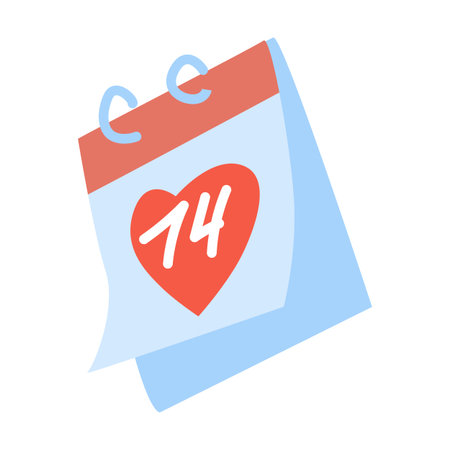 Minimalist february 14 calendar icon with heart design for valentine's day.のイラスト素材