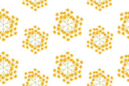 Seamless pattern of geometric sunflower mandalas on white background.のイラスト素材