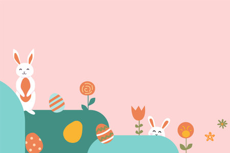 Charming easter patterns featuring bunnies, eggs, and spring flowers for festive designs.のイラスト素材