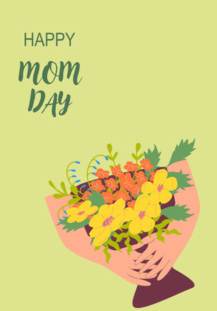 Happy mom day floral bouquet greeting card.のイラスト素材