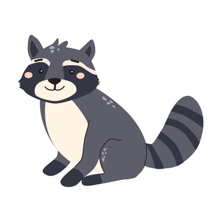 Cute forest animal illustration featuring a raccoon for children's design.のイラスト素材