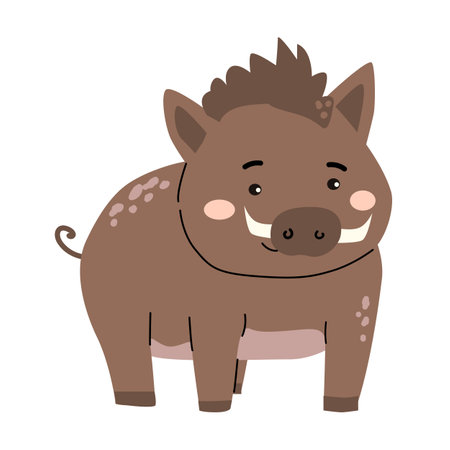 Adorable forest animal illustration with cute cartoon boar for children's design.のイラスト素材