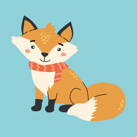 Adorable forest fox cartoon illustration for children's design.のイラスト素材