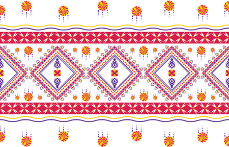 Geometric ethnic oriental ikat seamless pattern traditional Design for background,carpet,wallpaper,clothing,wrapping,batik,fabric,vector illustration. embroidery style.のイラスト素材