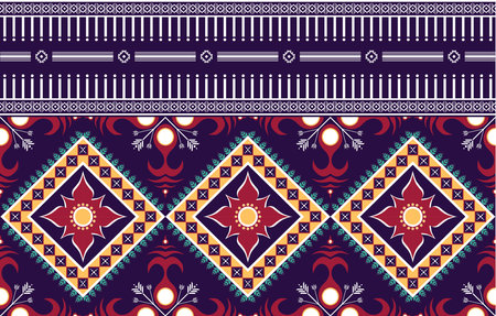 Geometric ethnic oriental ikat seamless pattern traditional Design for background,carpet,wallpaper,clothing,wrapping,batik,fabric,vector illustration. embroidery style.の写真素材