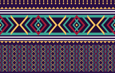 Geometric ethnic oriental ikat seamless pattern traditional Design for background,carpet,wallpaper,clothing,wrapping,batik,fabric,vector illustration. embroidery style.のイラスト素材