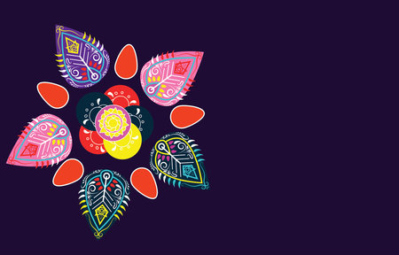 Geometric ethnic oriental ikat seamless pattern traditional Design for background,carpet,wallpaper,clothing,wrapping,batik,fabric,vector illustration. embroidery style.&#xD;&#xA;Colorful clay diya lamps with flowers on purple background.のイラスト素材