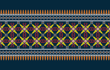 Geometric ethnic oriental ikat seamless pattern traditional Design for background,carpet,wallpaper,clothing,wrapping,batik,fabric,vector illustration. embroidery style.のイラスト素材