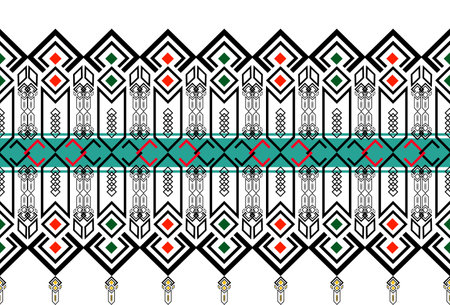 The concept of ethnic fabrics pattern of tribe is used for apparel,background,high tech,carpet,wallpaper,clothing,wrapping,batik,fabric,vector illustration. embroidery style.のイラスト素材