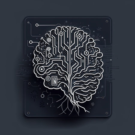 Artificial intelligence concept. Human brain with circuit board. Vector illustration.