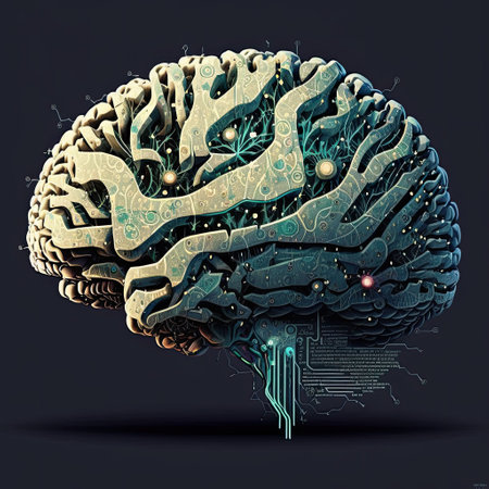 Human brain. Artificial intelligence concept. 3D Rendered illustration.の写真素材