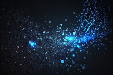 abstract blue background with particles and lines. 3d rendering toned imageの写真素材