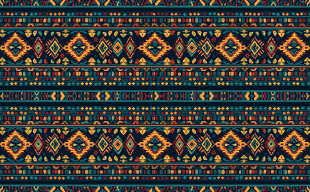 Tribal vector ornament. Seamless African pattern. Ethnic carpet with chevrons. Aztec style. Geometric mosaic on the tile, majolica. Ancient interior. Modern rug. Geo print on textile. Kente Cloth.のイラスト素材