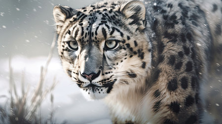 Snow leopard (Panthera uncia) portrait in winterの素材