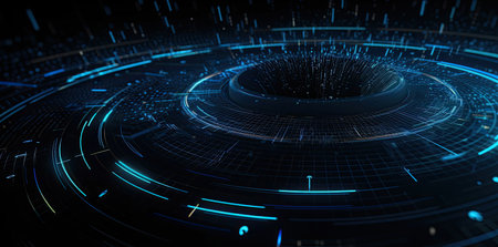 Futuristic technology interface with binary code. Big data concept. 3d renderingの素材