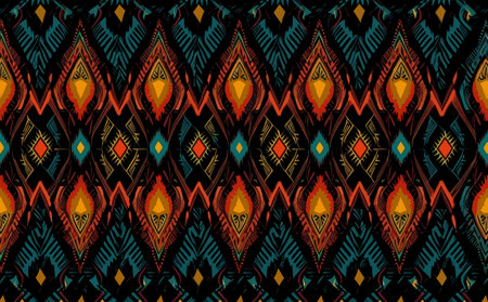 Ethnic abstract ikat pattern. Seamless pattern in tribal, folk embroidery, Mexican style. Aztec geometric art ornament print.Design for carpet, wallpaper, clothing, wrapping, fabriのイラスト素材