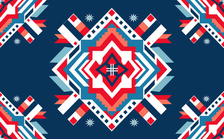 Geometric ethnic oriental ikat seamless pattern traditional Design for background,carpet,wallpaper,clothing,wrapping,batik,fabric,vector illustration. embroidery style.のイラスト素材