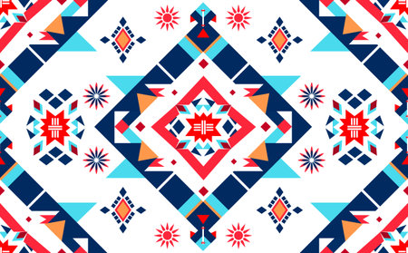 Geometric ethnic oriental ikat seamless pattern traditional Design for...