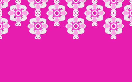 Seamless pattern with flowers on a pink background. Vector illustration.のイラスト素材