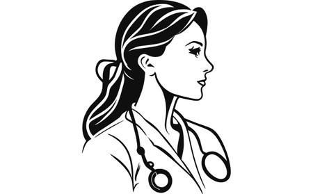nurses silhouette vector art, Silhouette of Woman Doctor.のイラスト素材