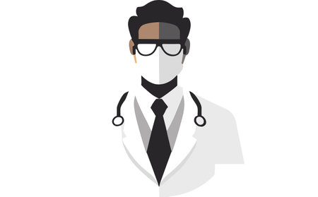 Vector illustration of a doctor in a medical gown with stethoscopeのイラスト素材