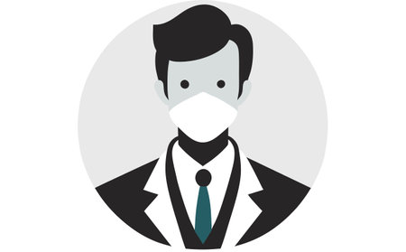 Illustration of a doctor wearing a mask on a white background.のイラスト素材