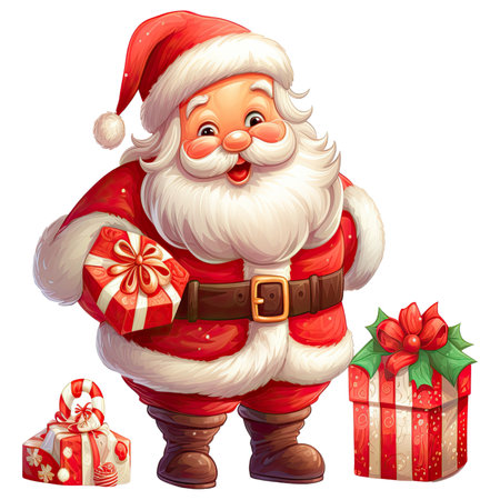Santa Claus with gifts on a white background. Vector illustration for your designの素材