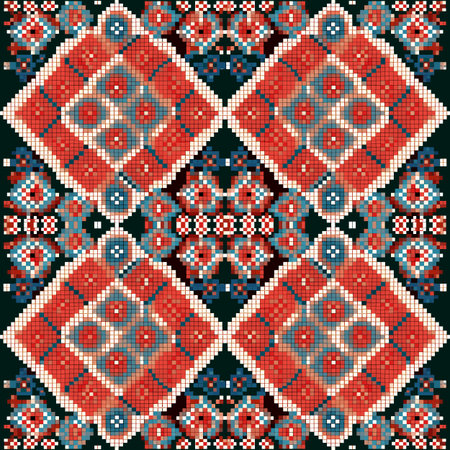 Geometric ethnic pattern, Cross Stitch, Pixel pattern, Design for clothing, fabric, background,...