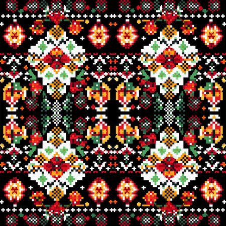 Embroidered cross-stitch ornament national pattern Ukrainian Slavic