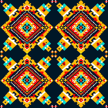 Ethnic boho seamless pattern. Patchwork texture. Weaving. Traditional ornament. Tribal pattern. Folk motif. Can be used for wallpaper, textile, wrapping, web page background.のイラスト素材