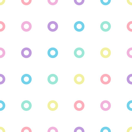 Seamless pattern with colorful circles on white background. Vector illustration.のイラスト素材