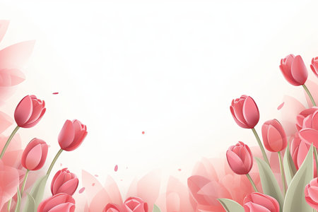 Romantic Tulip Valentine's Banner, Elegant Floral Design with Space for Text, Perfect for Love Messages and Greetingsの素材