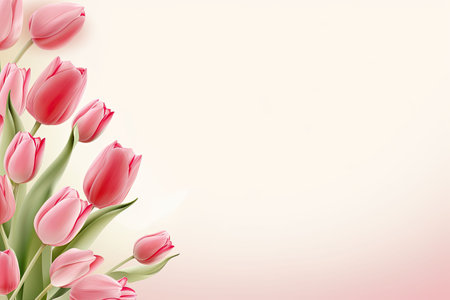 Romantic Tulip Valentine's Banner, Elegant Floral Design with Space for Text, Perfect for Love Messages and Greetingsの素材