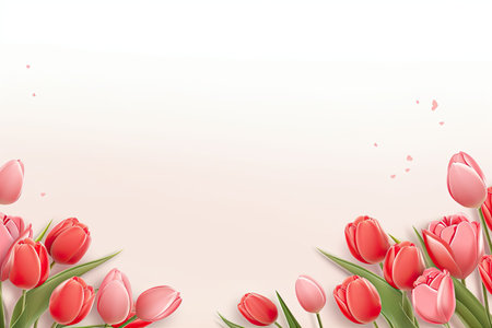 Romantic Tulip Valentine's Banner, Elegant Floral Design with Space for Text, Perfect for Love Messages and Greetingsの素材