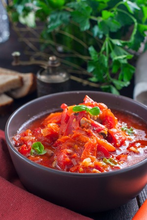 Chakhokhbili - chicken stewed with tomatoes and onions. Georgian national dishの写真素材
