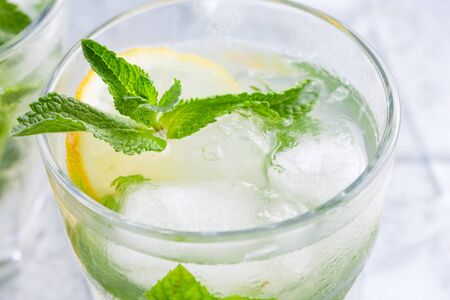 Mojito cocktail, close-upの写真素材