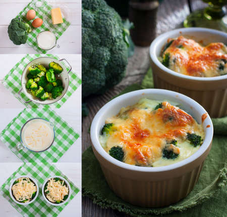 Collage of step-by-step cooking of chicken wings with spices and soy sauce in a baking package, recipeの写真素材