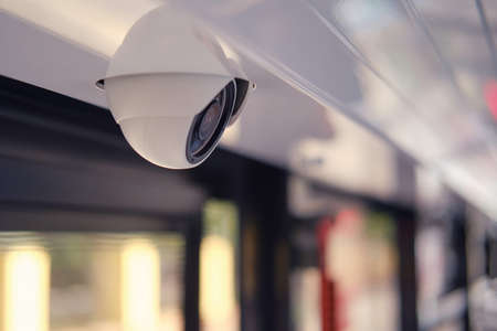 Security camera for surveillance in public transportの写真素材